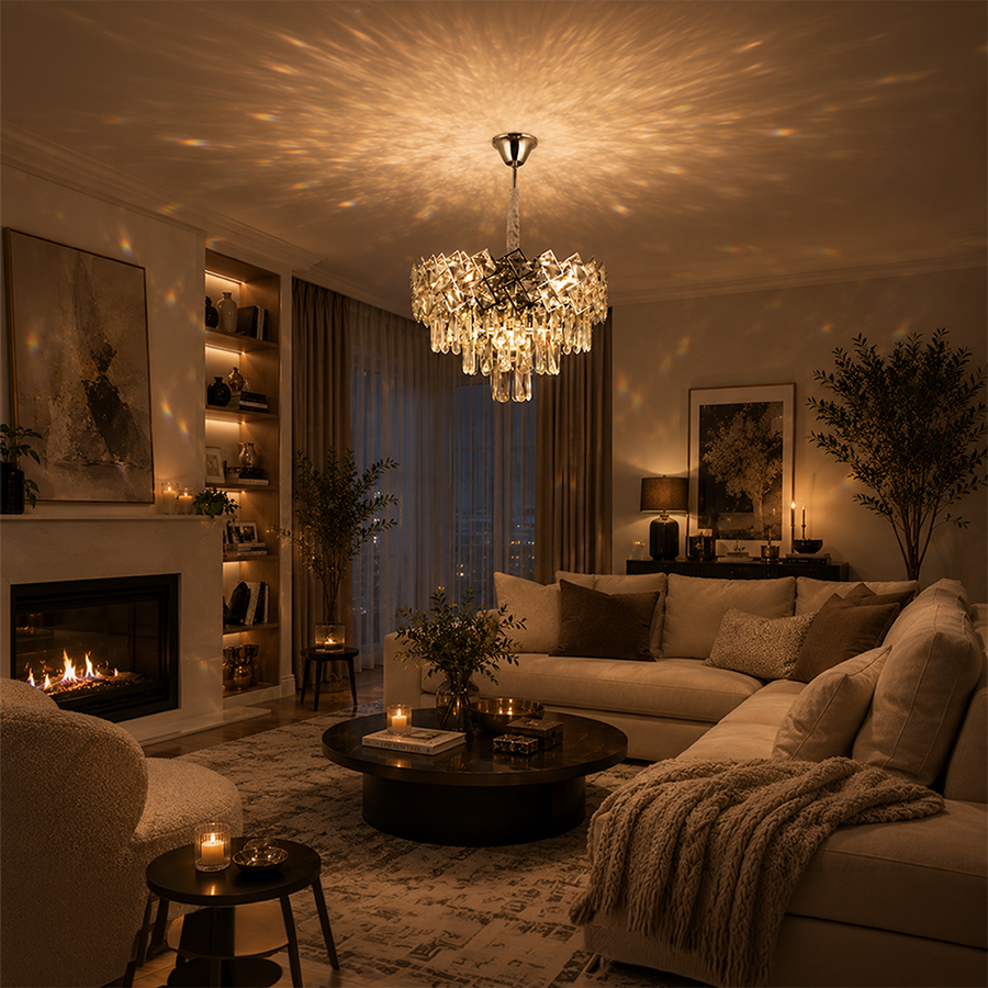 Křišťálový lustr WINDSOR Nobile 5xE14, průměr 39 cm, lesklý chrom, nastavitelná výška Křišťálové lustry Výchozí název Alessandro Design