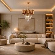 Křišťálový lustr VERSAILLES Petito 3xE14, průměr 30 cm, zlatý, nastavitelná výška, kov a křišťálové křišťálové lustry Výchozí název Alessandro Design