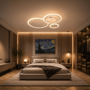 LED lustr s dálkovým ovládáním BETTY 40W, 3 kruhy, studené/teplé/neutrální světlo, stmívatelné, bílé, kovové a akrylové LED lustry s dálkovým ovládáním Výchozí název Alessandro Design