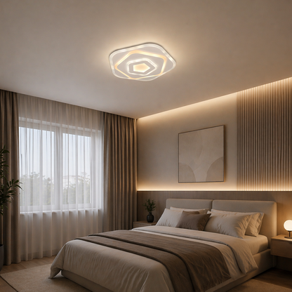 LED lustr s dálkovým ovládáním PENTAGON 59W, 40cm, studené/teplé/neutrální světlo 3000K/4000K/6000K, bílé, kovové a akrylové LED lustry s dálkovým ovládáním Výchozí název Alessandro Design