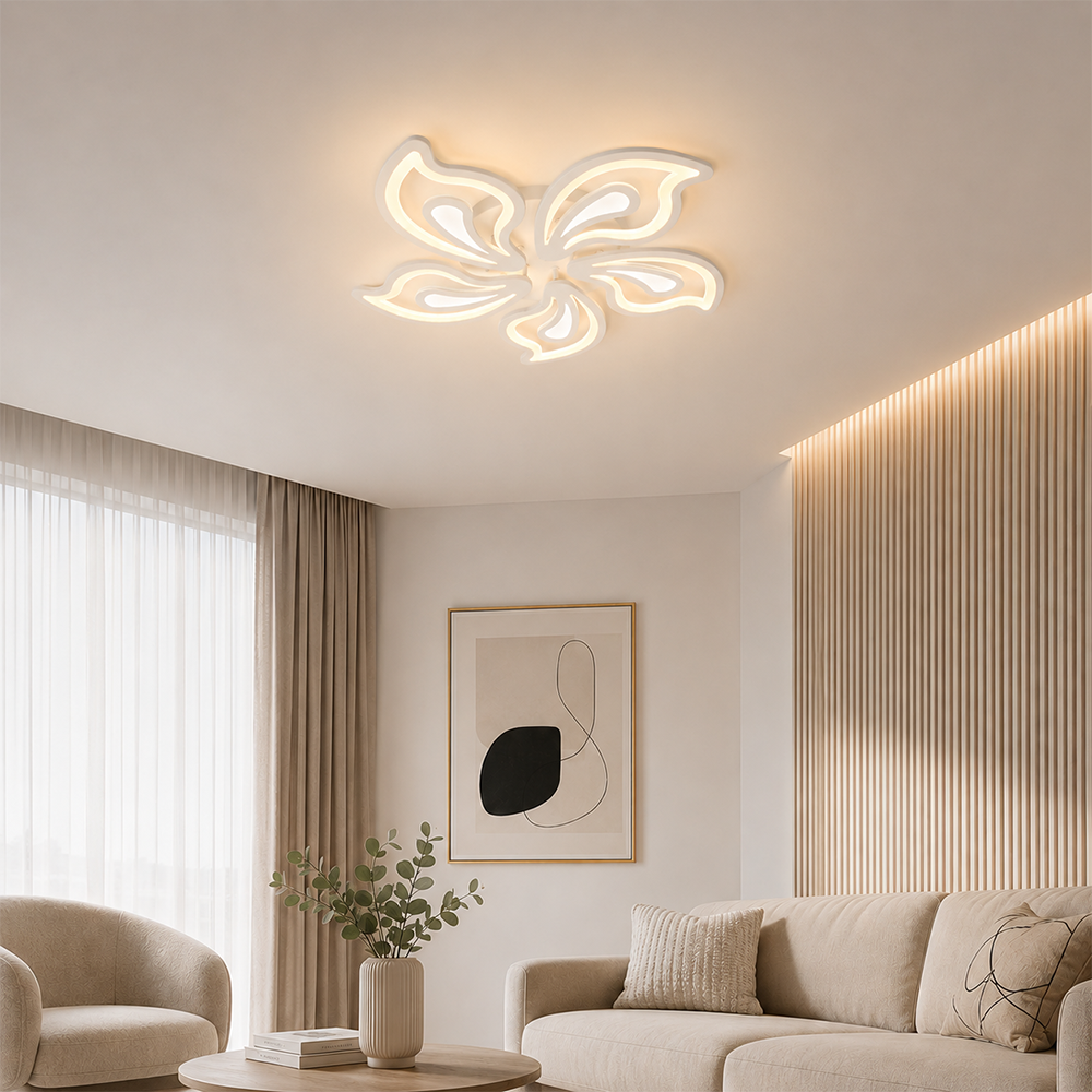 LED lustr s dálkovým ovládáním LILY 86W, 5 Elements, Studené/Teplé/Neutrální světlo, Stmívatelné, Bílý LED lustr s dálkovým ovládáním Výchozí název Alessandro Design