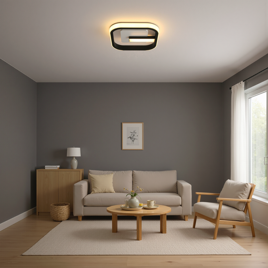 LED lustr VICTORIA 19W, čtvercový, studené/teplé/neutrální světlo, černá, bílá LED lustr Výchozí název Alessandro Design