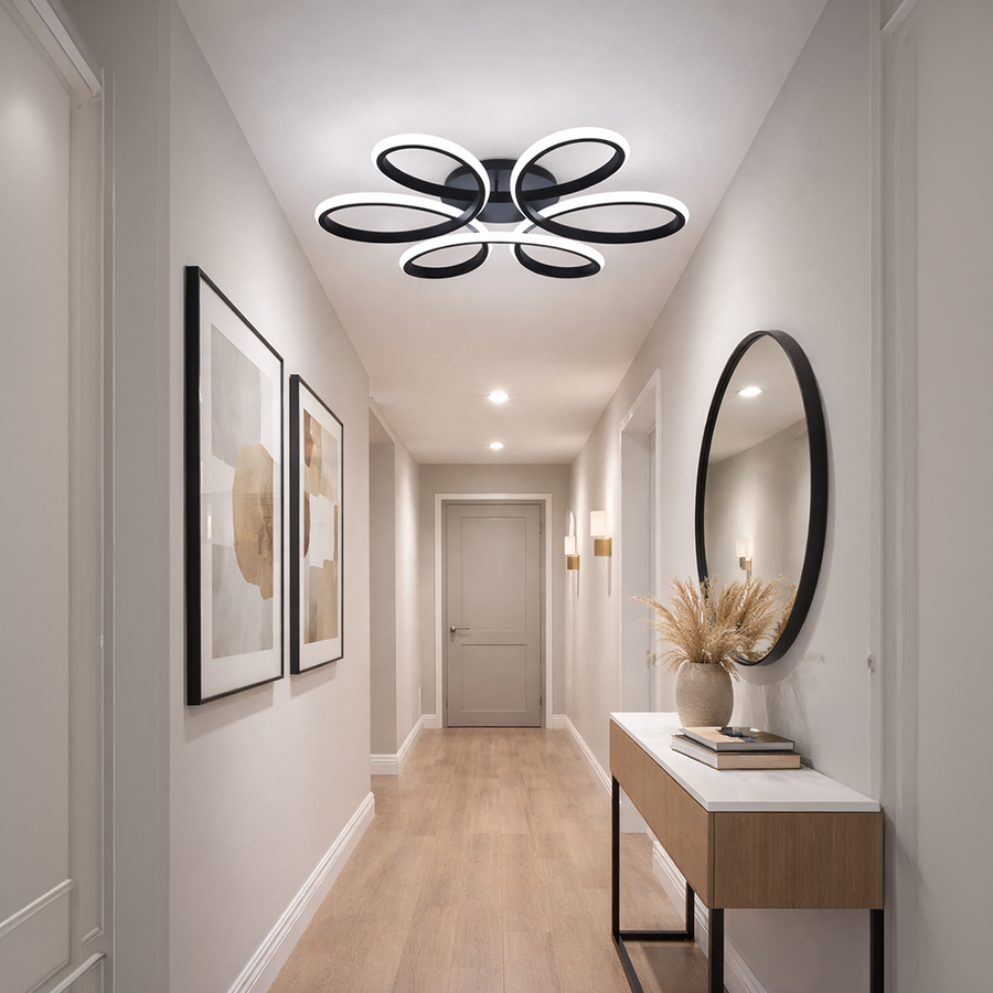 LED lustr s dálkovým ovládáním HELIX 63W, studené/teplé/neutrální světlo, stmívatelné, černé LED lustry s dálkovým ovládáním Výchozí název Alessandro Design
