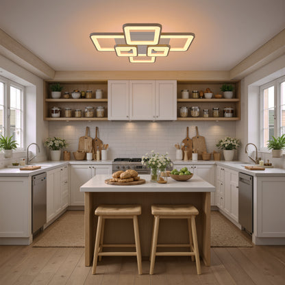 LED lustr s dálkovým ovládáním ELLA 119W, 6 čtverců, studené/teplé/neutrální světlo, stmívatelné, bílý LED lustr s dálkovým ovládáním Výchozí název Alessandro Design