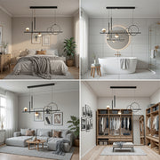 Závěsný LED lustr s dálkovým ovládáním DAMARA 44W, studené/teplé/neutrální světlo, stmívatelné, černé, výškově nastavitelné LED lustry s dálkovým ovládáním Výchozí název Alessandro Design