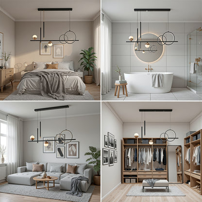 Závěsný LED lustr s dálkovým ovládáním DAMARA 44W, studené/teplé/neutrální světlo, stmívatelné, černé, výškově nastavitelné LED lustry s dálkovým ovládáním Výchozí název Alessandro Design