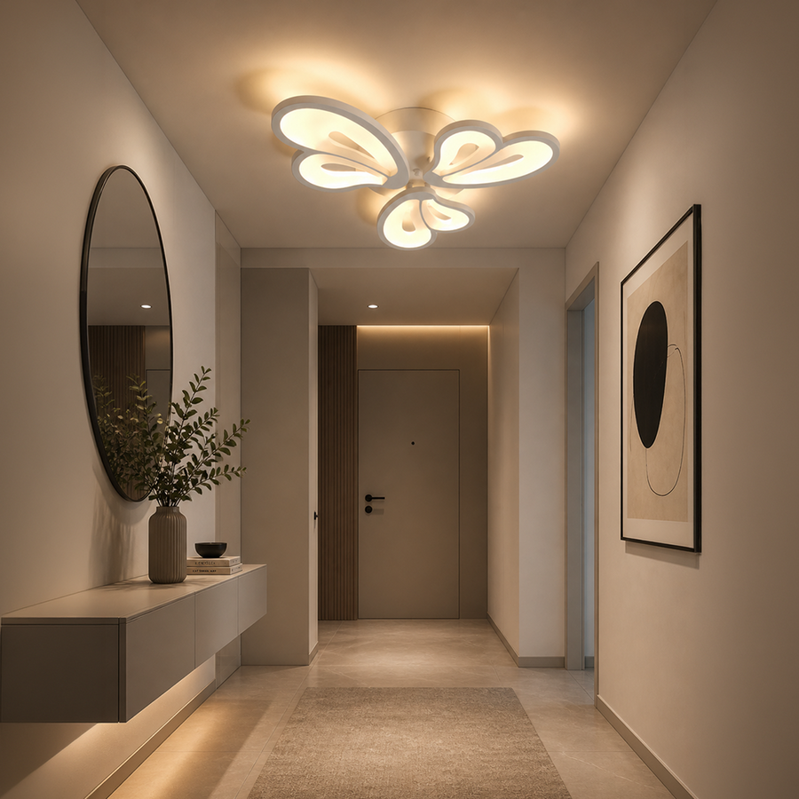 LED lustr s dálkovým ovládáním BLOSSOM 40W, 3 okvětní lístky, studené/teplé/neutrální světlo, stmívatelné, bílý LED lustr s dálkovým ovládáním Výchozí název Alessandro Design