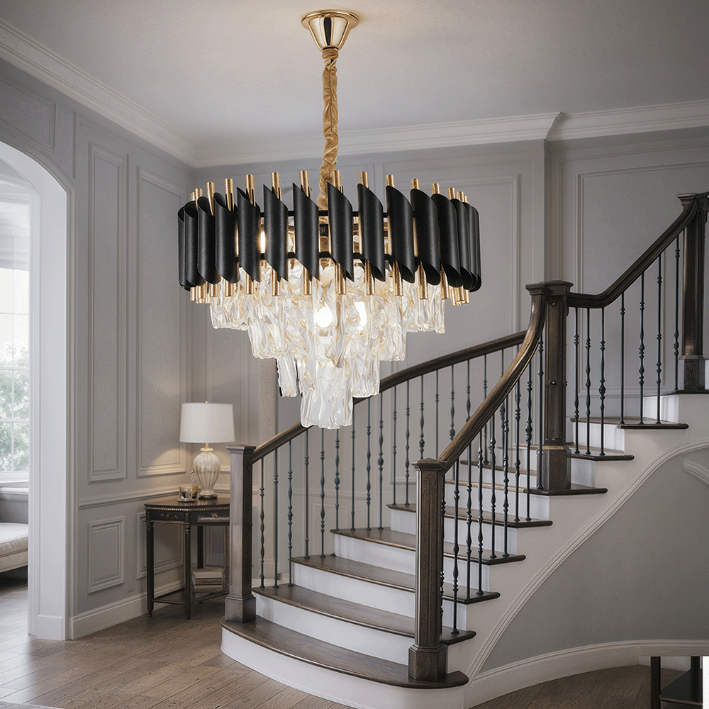 Křišťálový lustr VERSAILLES Nobile 5xE14, průměr 40cm, lesklé zlaté a černé křišťálové lustry Výchozí název Alessandro Design