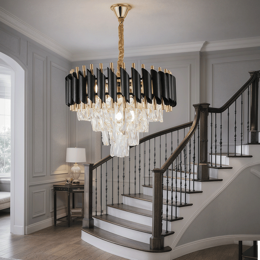 Křišťálový lustr VERSAILLES Nobile 5xE14, průměr 40cm, lesklé zlaté a černé křišťálové lustry Výchozí název Alessandro Design