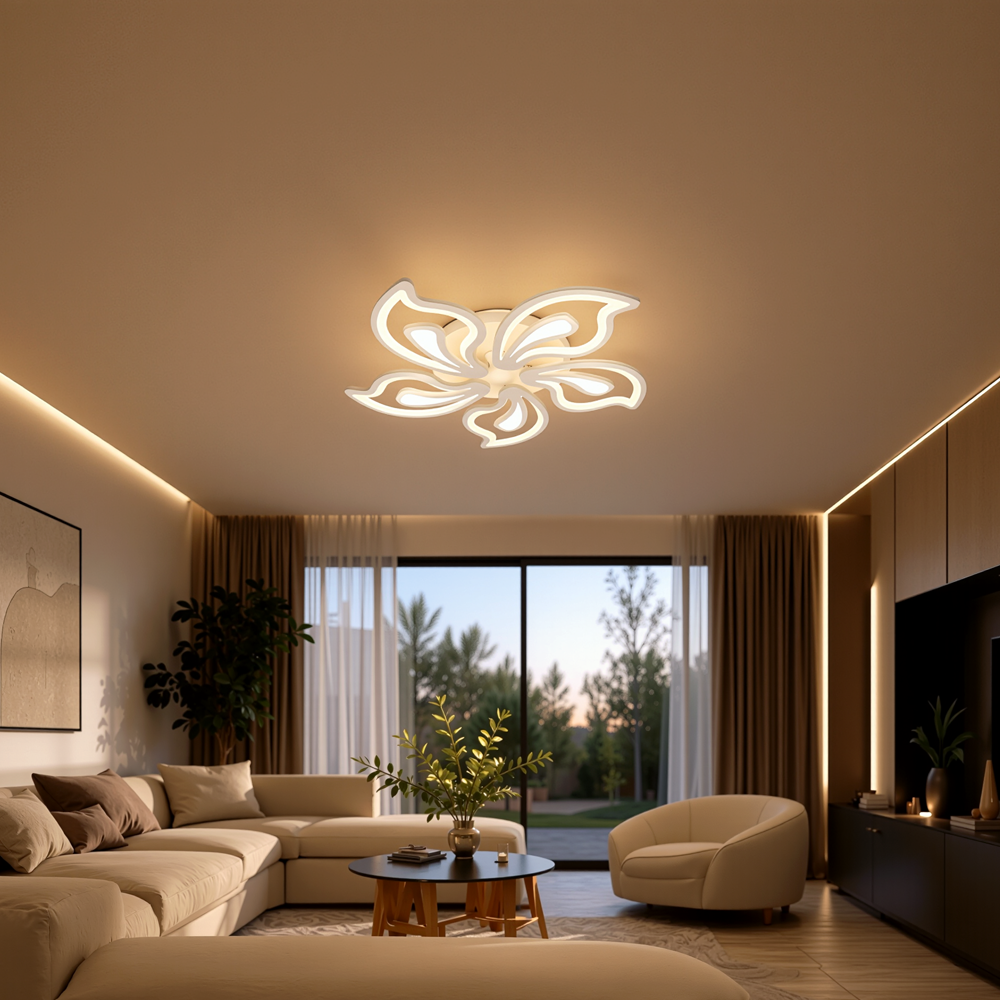 LED lustr s dálkovým ovládáním GLORIOSA 95W, 5 okvětních lístků, studené/teplé/neutrální světlo, stmívatelné, bílý LED lustr s dálkovým ovládáním Výchozí název Alessandro Design