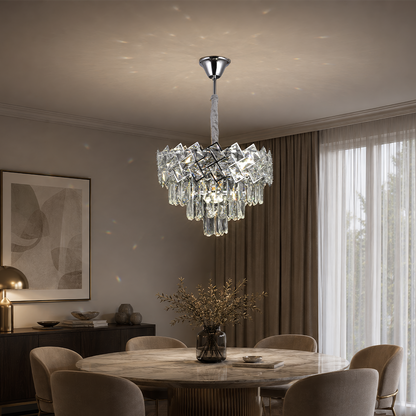Křišťálový lustr WINDSOR Nobile 5xE14, průměr 39 cm, lesklý chrom, nastavitelná výška Křišťálové lustry Výchozí název Alessandro Design