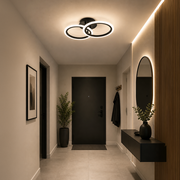 LED lustr s dálkovým ovládáním BETTY 27W, 2 kruhy, studené/teplé/neutrální světlo, stmívatelné, černé LED lustry s dálkovým ovládáním Výchozí název Alessandro Design
