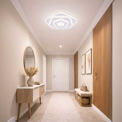 LED lustr s dálkovým ovládáním PENTAGON 59W, 40cm, studené/teplé/neutrální světlo 3000K/4000K/6000K, bílé, kovové a akrylové LED lustry s dálkovým ovládáním Výchozí název Alessandro Design
