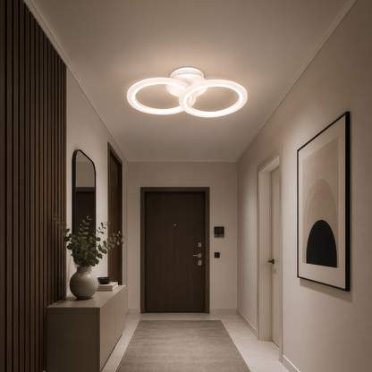 LED lustr s dálkovým ovládáním BETTY 27W, 2 kruhy, studené/teplé/neutrální světlo, stmívatelné, bílý LED lustr s dálkovým ovládáním Výchozí název Alessandro Design