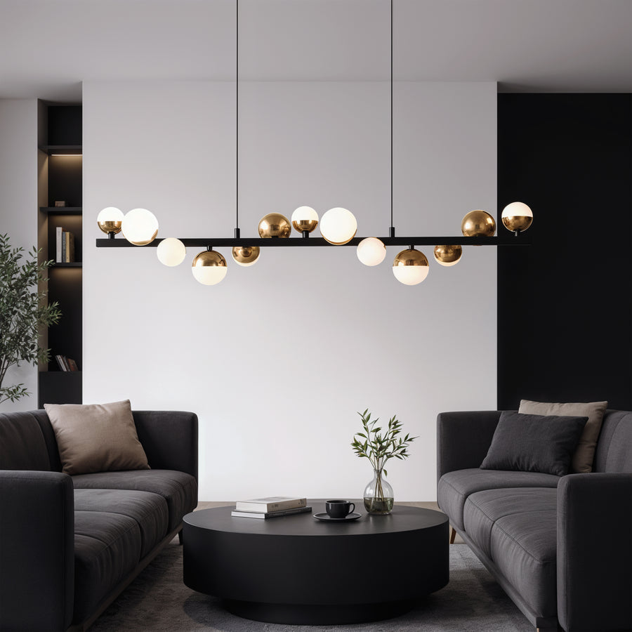 Aurion 29W akrylový LED závěsný lustr s dálkovým ovládáním, stmívatelný, černé zlato, kovové a akrylové LED lustry s dálkovým ovládáním Výchozí název Alessandro Design