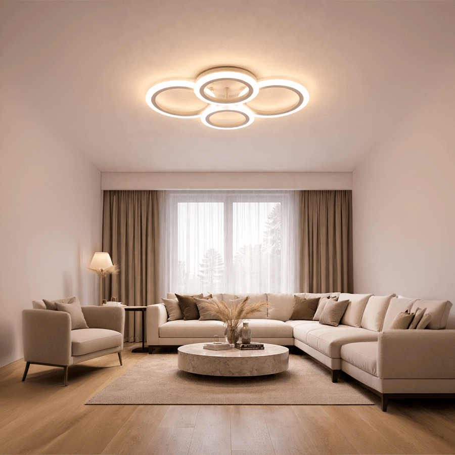 LED lustr s dálkovým ovládáním BETTY 43W, 4 kruhy, studené/teplé/neutrální světlo, stmívatelné, bílý LED lustr s dálkovým ovládáním Výchozí název Alessandro Design