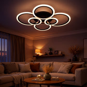 LED lustr s dálkovým ovládáním BETTY 82W, 6 kruhů, studené/teplé/neutrální světlo, stmívatelné, černé LED lustry s dálkovým ovládáním Výchozí název Alessandro Design
