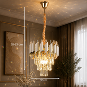 Křišťálový lustr VERSAILLES Petito 3xE14, průměr 30 cm, lesklá zlatá a bílá, nastavitelná výška, kov a křišťálové křišťálové lustry Výchozí název Alessandro Design