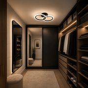 LED lustr s dálkovým ovládáním BETTY 27W, 2 kruhy, studené/teplé/neutrální světlo, stmívatelné, černé LED lustry s dálkovým ovládáním Výchozí název Alessandro Design