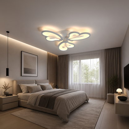 LED lustr s dálkovým ovládáním BLOSSOM 40W, 3 okvětní lístky, studené/teplé/neutrální světlo, stmívatelné, bílý LED lustr s dálkovým ovládáním Výchozí název Alessandro Design
