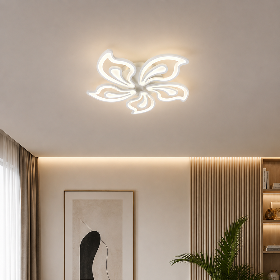 LED lustr s dálkovým ovládáním LILY 86W, 5 Elements, Studené/Teplé/Neutrální světlo, Stmívatelné, Bílý LED lustr s dálkovým ovládáním Výchozí název Alessandro Design