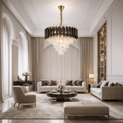 Křišťálový lustr VERSAILLES Nobile 5xE14, průměr 40cm, lesklé zlaté a černé křišťálové lustry Výchozí název Alessandro Design