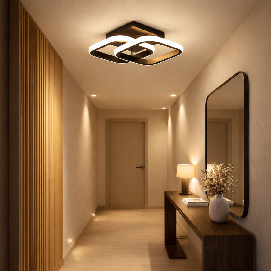LED lustr VERTEX Matrix překrývající se diamanty, kovové rámy, 24W, 2 diamanty, studené/teplé/neutrální světlo 3000K/4000K/6000K, černý, kov a silikonový LED lustr Výchozí název Alessandro Design