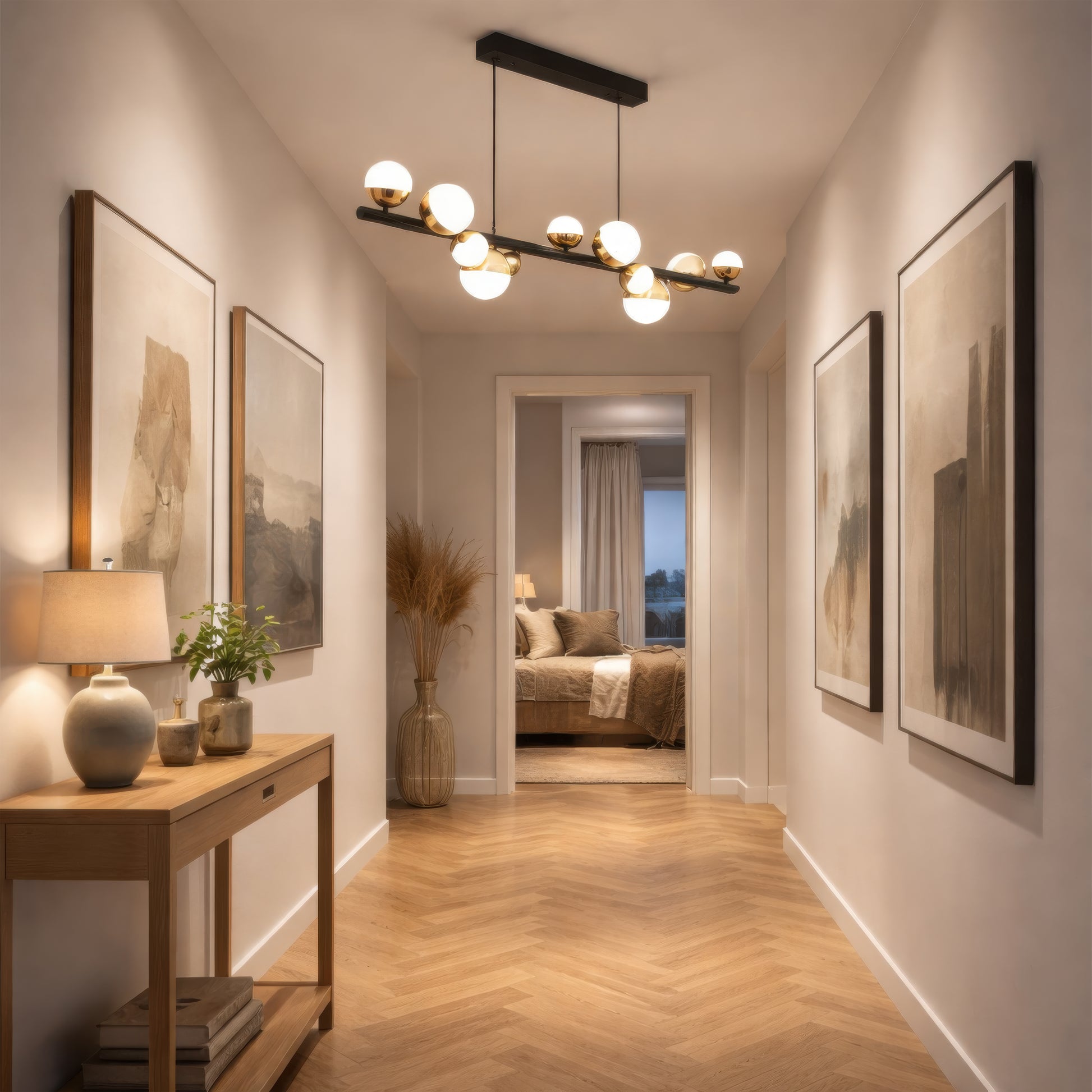 Aurion 29W akrylový LED závěsný lustr s dálkovým ovládáním, stmívatelný, černé zlato, kovové a akrylové LED lustry s dálkovým ovládáním Výchozí název Alessandro Design