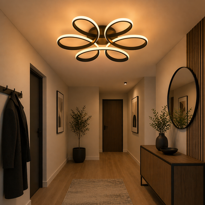 LED lustr s dálkovým ovládáním HELIX 63W, studené/teplé/neutrální světlo, stmívatelné, černé LED lustry s dálkovým ovládáním Výchozí název Alessandro Design