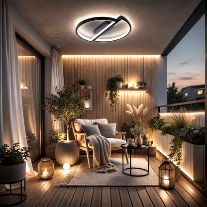 LED lustr s dálkovým ovládáním VECTOR ARCUS 52W, 2 Elements, Studené/Teplé/Neutrální světlo, Stmívatelné, Černé LED lustry s dálkovým ovládáním Výchozí název Alessandro Design