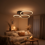 LED lustr s dálkovým ovládáním BETTY 40W, 3 kruhy, studené/teplé/neutrální světlo, stmívatelné, černé LED lustry s dálkovým ovládáním Výchozí název Alessandro Design