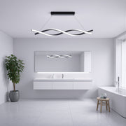 Závěsný LED lustr s dálkovým ovládáním, FLUX, 27W, 116cm, studené/teplé/neutrální světlo 3000K/4000K/6000K, stmívatelný, černý, nastavitelná výška, kovové a silikonové moderní lustry Výchozí název Design Alessandro