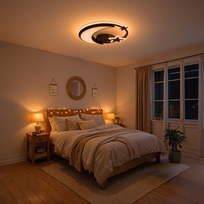 LED lustr s dálkovým ovládáním ALYONA 44W, Měsíc a hvězda, Studené/Teplé/Neutrální světlo, Stmívatelné, Černý LED lustr s dálkovým ovládáním Výchozí název Alessandro Design