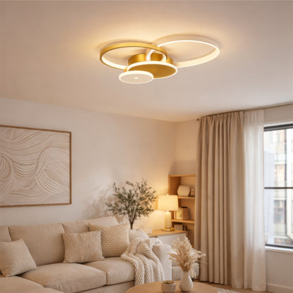 LED lustr s dálkovým ovládáním KILLIAN 80W, 4 kruhy, studené/teplé/neutrální světlo, stmívatelné, zlaté LED lustry s dálkovým ovládáním Výchozí název Alessandro Design