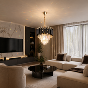 Křišťálový lustr VERSAILLES Petito 3xE14, průměr 30 cm, lesklá zlatá a černá, nastavitelná výška Křišťálový lustr Výchozí název Alessandro Design