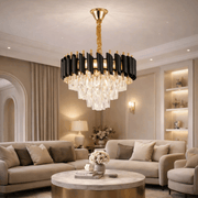 Křišťálový lustr VERSAILLES Nobile 5xE14, průměr 40cm, lesklé zlaté a černé křišťálové lustry Výchozí název Alessandro Design