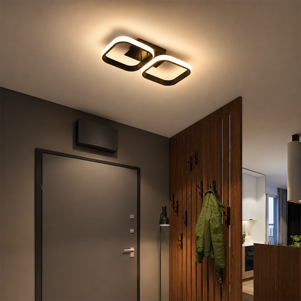 LED lustr VERTEX 21W, 2 čtvercové, lineární, studené/teplé/neutrální světlo, černé LED lustry Výchozí název Alessandro Design