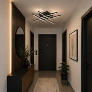 LED lustr s dálkovým ovládáním LINEX, 81W, 6 prvků, lineární, studené/teplé/neutrální světlo, stmívatelné, černé LED lustry s dálkovým ovládáním Výchozí název Alessandro Design