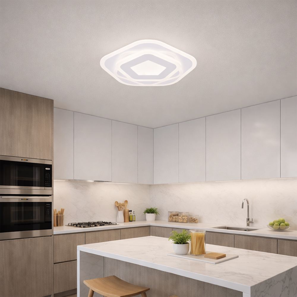 LED lustr s dálkovým ovládáním PENTAGON 59W, 40cm, studené/teplé/neutrální světlo 3000K/4000K/6000K, bílé, kovové a akrylové LED lustry s dálkovým ovládáním Výchozí název Alessandro Design