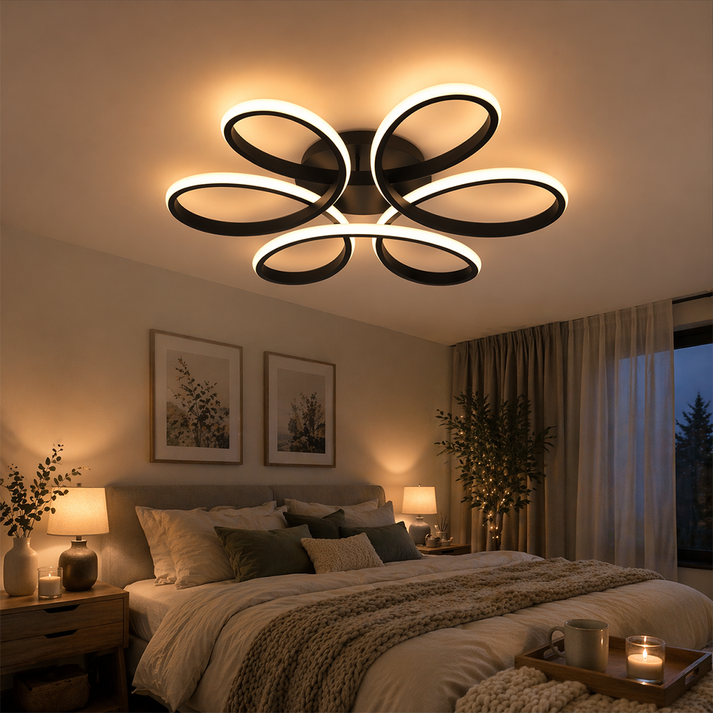 LED lustr s dálkovým ovládáním HELIX 63W, studené/teplé/neutrální světlo, stmívatelné, černé LED lustry s dálkovým ovládáním Výchozí název Alessandro Design