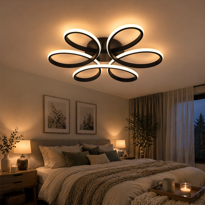 LED lustr s dálkovým ovládáním HELIX 63W, studené/teplé/neutrální světlo, stmívatelné, černé LED lustry s dálkovým ovládáním Výchozí název Alessandro Design