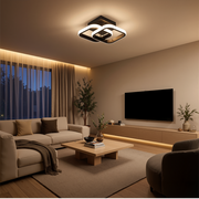 LED lustr VERTEX Matrix překrývající se diamanty, kovové rámy, 24W, 2 diamanty, studené/teplé/neutrální světlo 3000K/4000K/6000K, černý, kov a silikonový LED lustr Výchozí název Alessandro Design