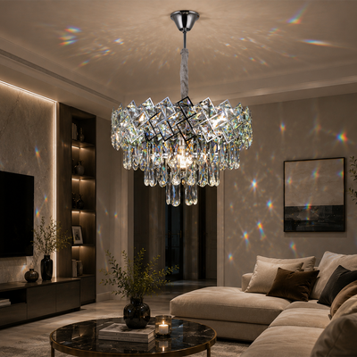 Křišťálový lustr WINDSOR Nobile 5xE14, průměr 39cm, lesklý chrom, nastavitelná výška