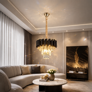 Křišťálový lustr VERSAILLES Petito 3xE14, průměr 30 cm, lesklá zlatá a černá, nastavitelná výška Křišťálový lustr Výchozí název Alessandro Design