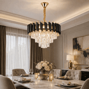 Křišťálový lustr VERSAILLES Nobile 5xE14, průměr 40cm, lesklé zlaté a černé křišťálové lustry Výchozí název Alessandro Design