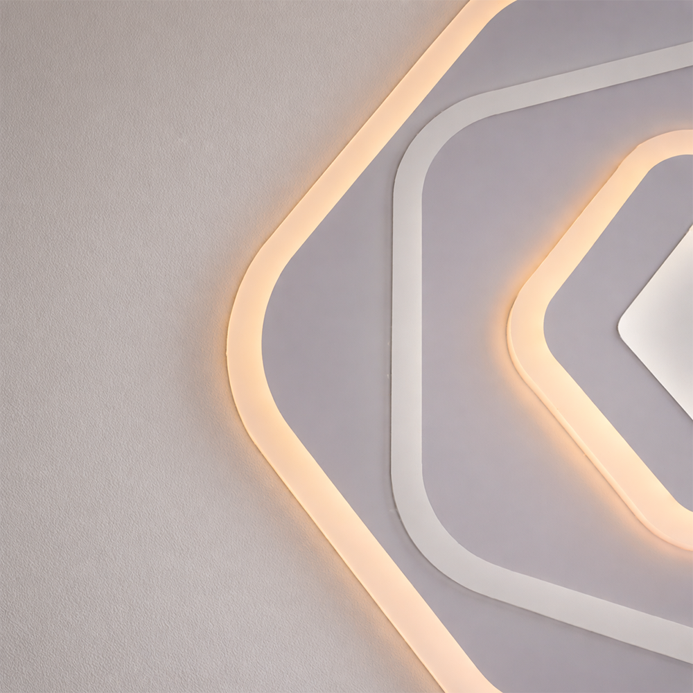 LED lustr s dálkovým ovládáním PENTAGON 59W, 40cm, studené/teplé/neutrální světlo 3000K/4000K/6000K, bílé, kovové a akrylové LED lustry s dálkovým ovládáním Výchozí název Alessandro Design