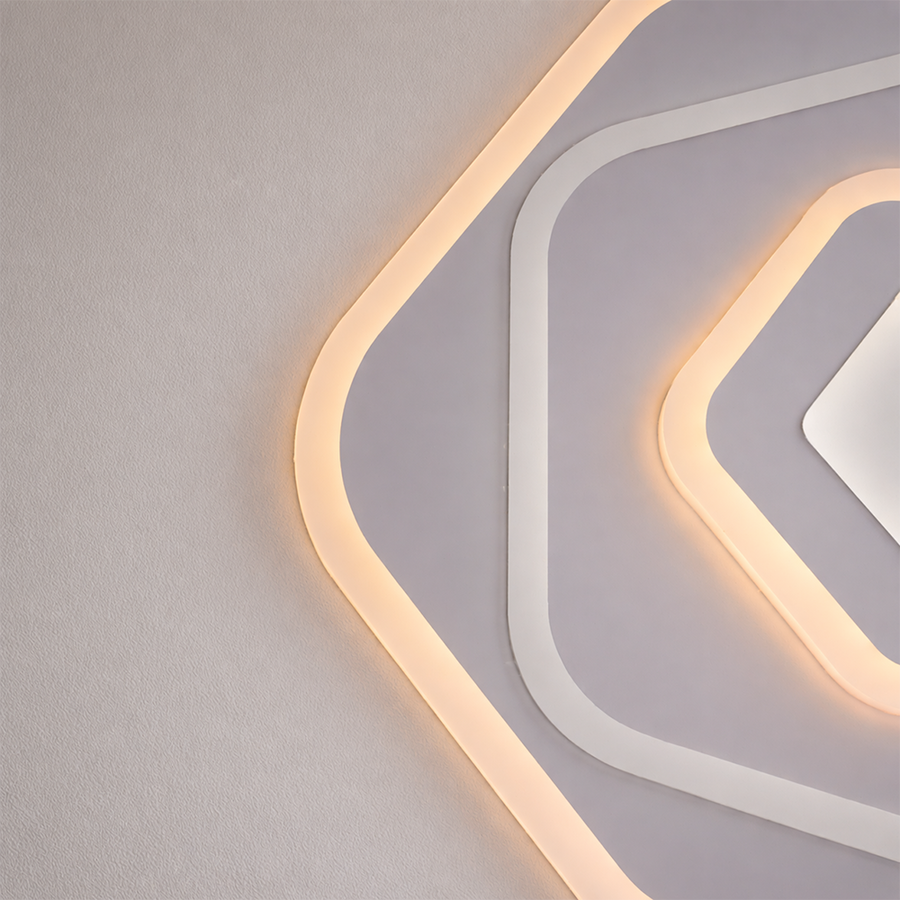 LED lustr s dálkovým ovládáním PENTAGON 59W, 40cm, studené/teplé/neutrální světlo 3000K/4000K/6000K, bílé, kovové a akrylové LED lustry s dálkovým ovládáním Výchozí název Alessandro Design