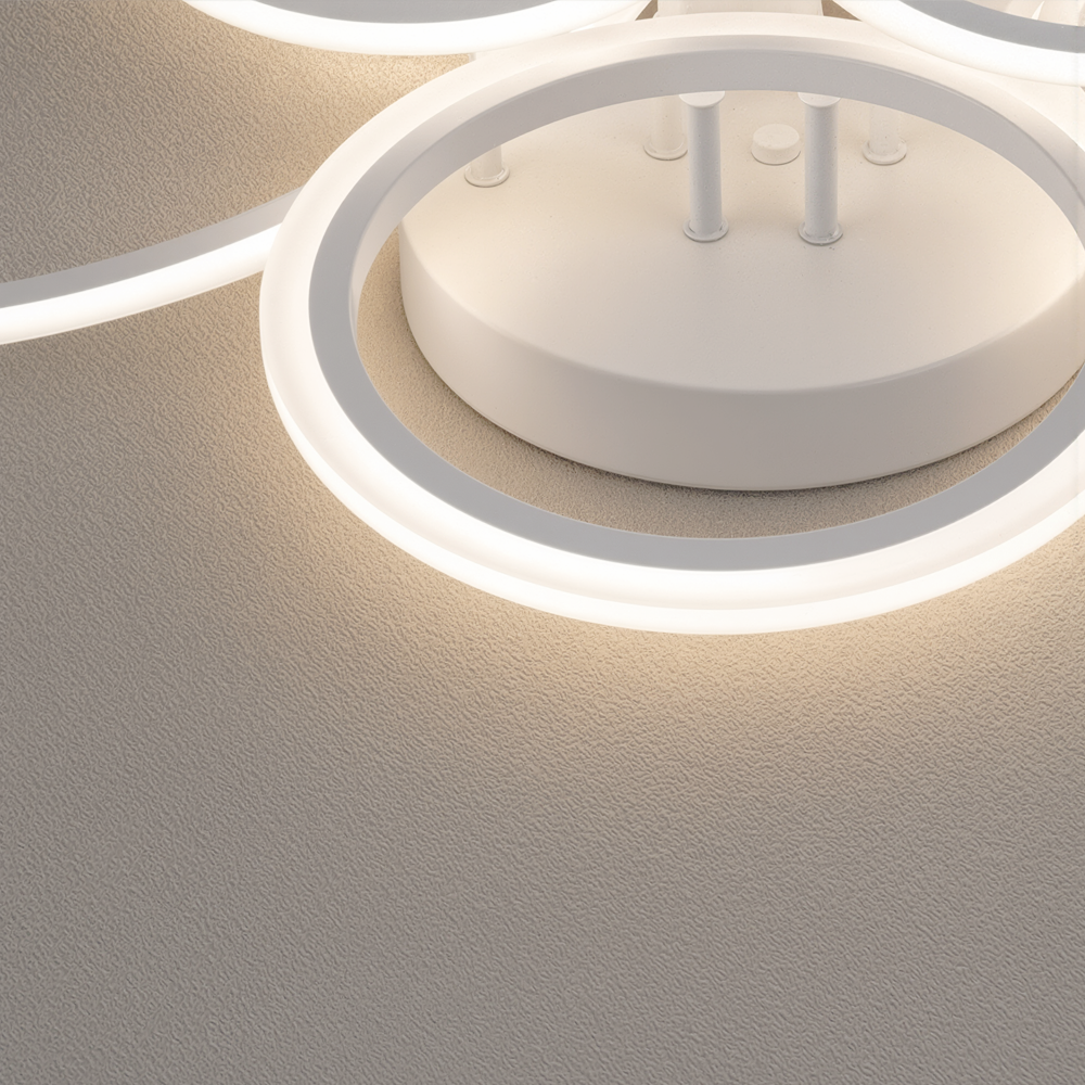 LED lustr s dálkovým ovládáním BETTY 82W, 6 kruhů, studené/teplé/neutrální světlo, stmívatelné, bílý LED lustr s dálkovým ovládáním Výchozí název Alessandro Design