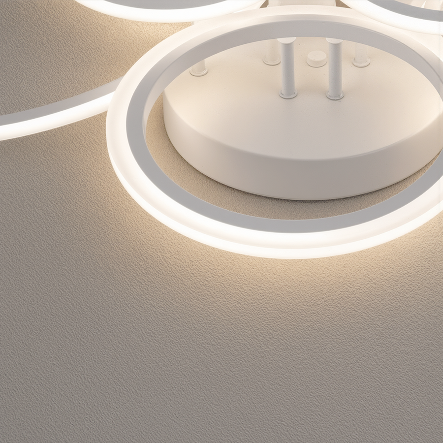 LED lustr s dálkovým ovládáním BETTY 82W, 6 kruhů, studené/teplé/neutrální světlo, stmívatelné, bílý LED lustr s dálkovým ovládáním Výchozí název Alessandro Design