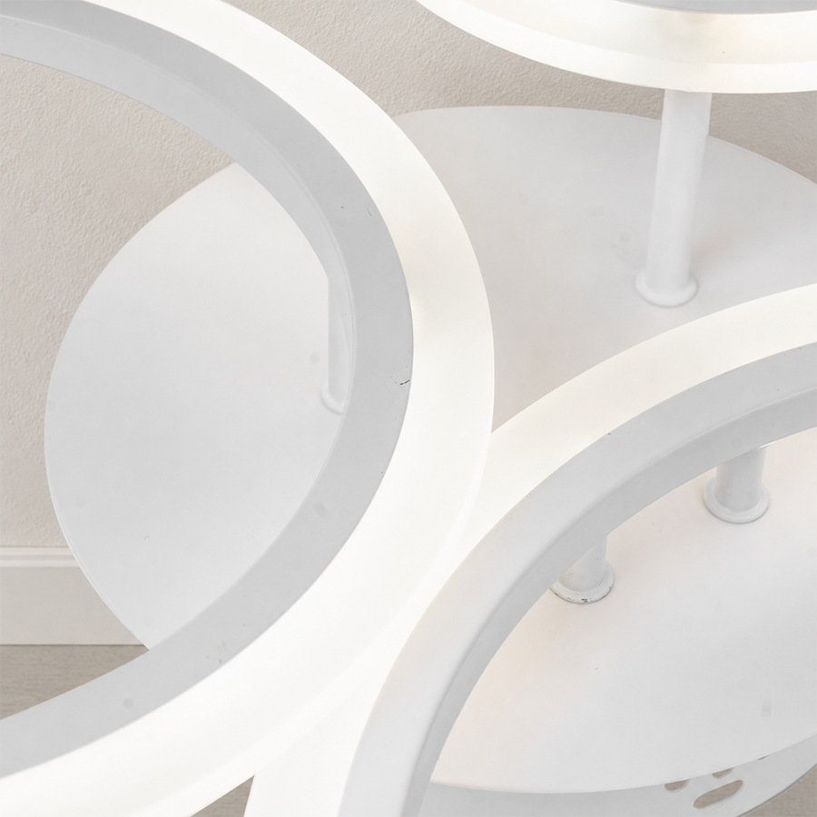 LED lustr s dálkovým ovládáním BETTY 40W, 3 kruhy, studené/teplé/neutrální světlo, stmívatelné, bílé, kovové a akrylové LED lustry s dálkovým ovládáním Výchozí název Alessandro Design
